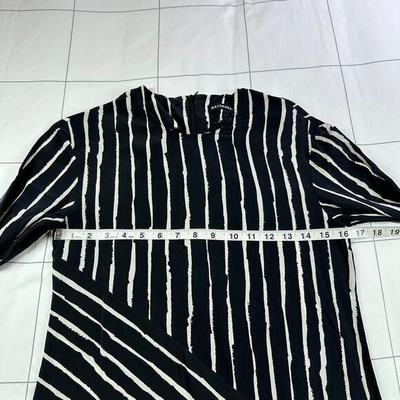 Marimekko Dress Womens4 Black White Mijam Midi Asymmetrical Hem Silk Long Sleeve - Picture 7 of 10